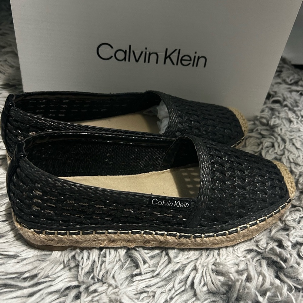 Calvin Klein Black Woven Espadrille Slip-Ons